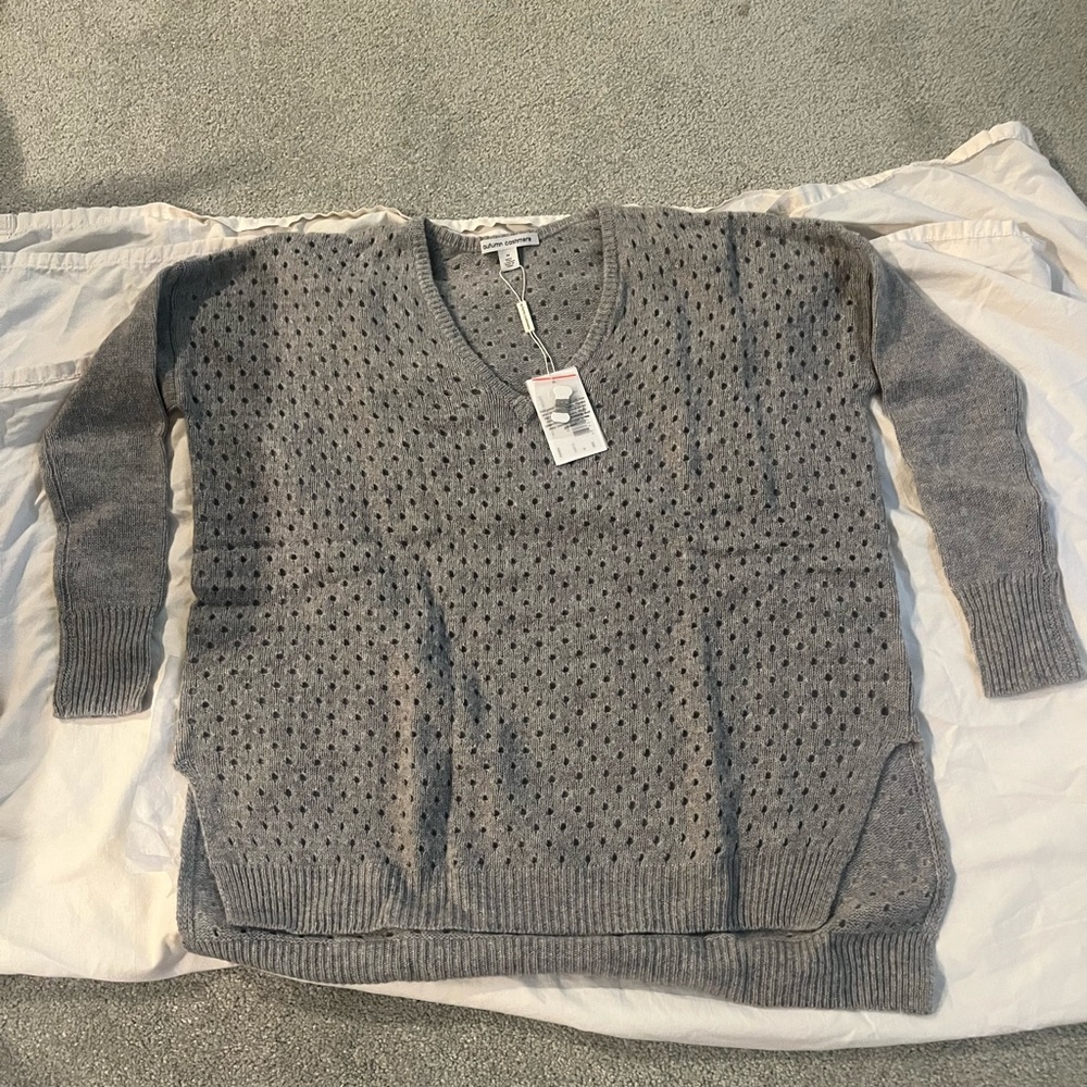 Autumn Cashmere Hi Lo Slash Sweater W/ Holes